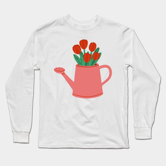 Watering can with flowers Long Sleeve T-Shirt by rafaelaper
